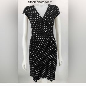 Joseph Ribkoff Black & White Polka Dot, crossover ballet wrap front Dress